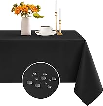 Romanstile Washable Tablecloth Black 140 x 240 cm Outdoor Water-Repellent Dirt-Repellent Rectangular Tablecloth for Birthday, Weddings, Anniversary, Restaurants, Spring, Garden Tablecloth
