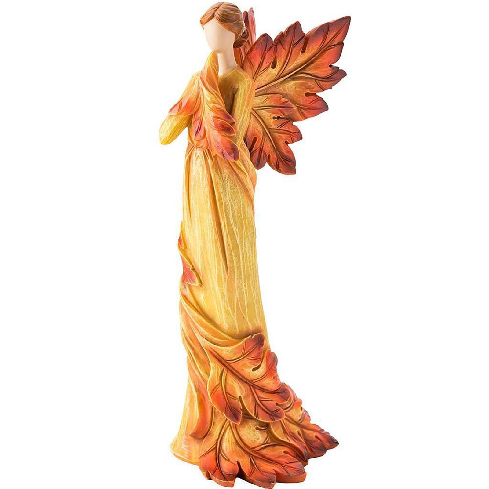 Maple Leaf Female Sculpture – Resin Prayer Angel Statue for Fall Thanksgiving – Kneeling Angel Figurine, Home Office Desk Decor – No Spec – for Living Room, Church, Desktop B
