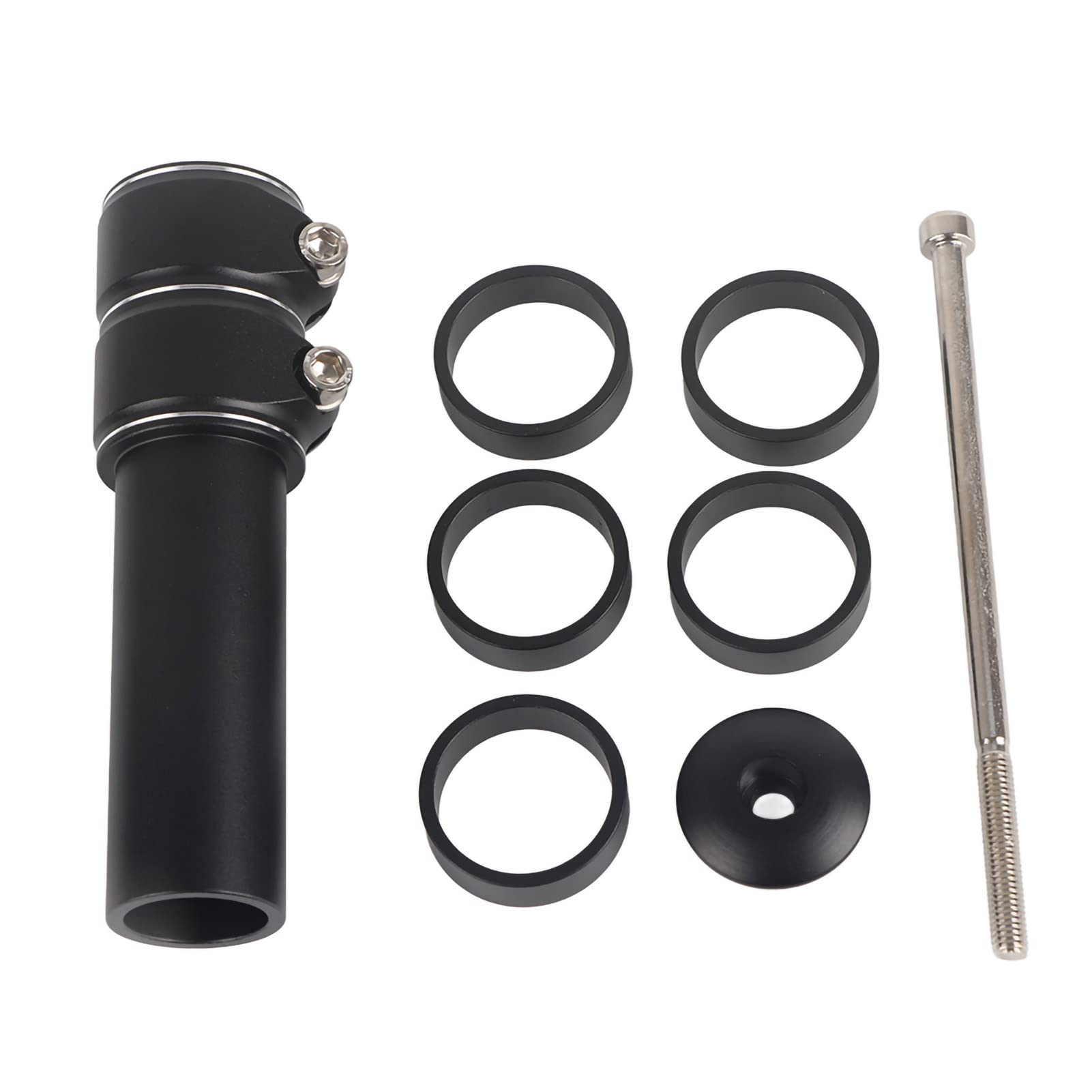 Mountain Bike Handlebar Fork Stem Riser Rise Up Extender Extension Adaptor Parts (Black)