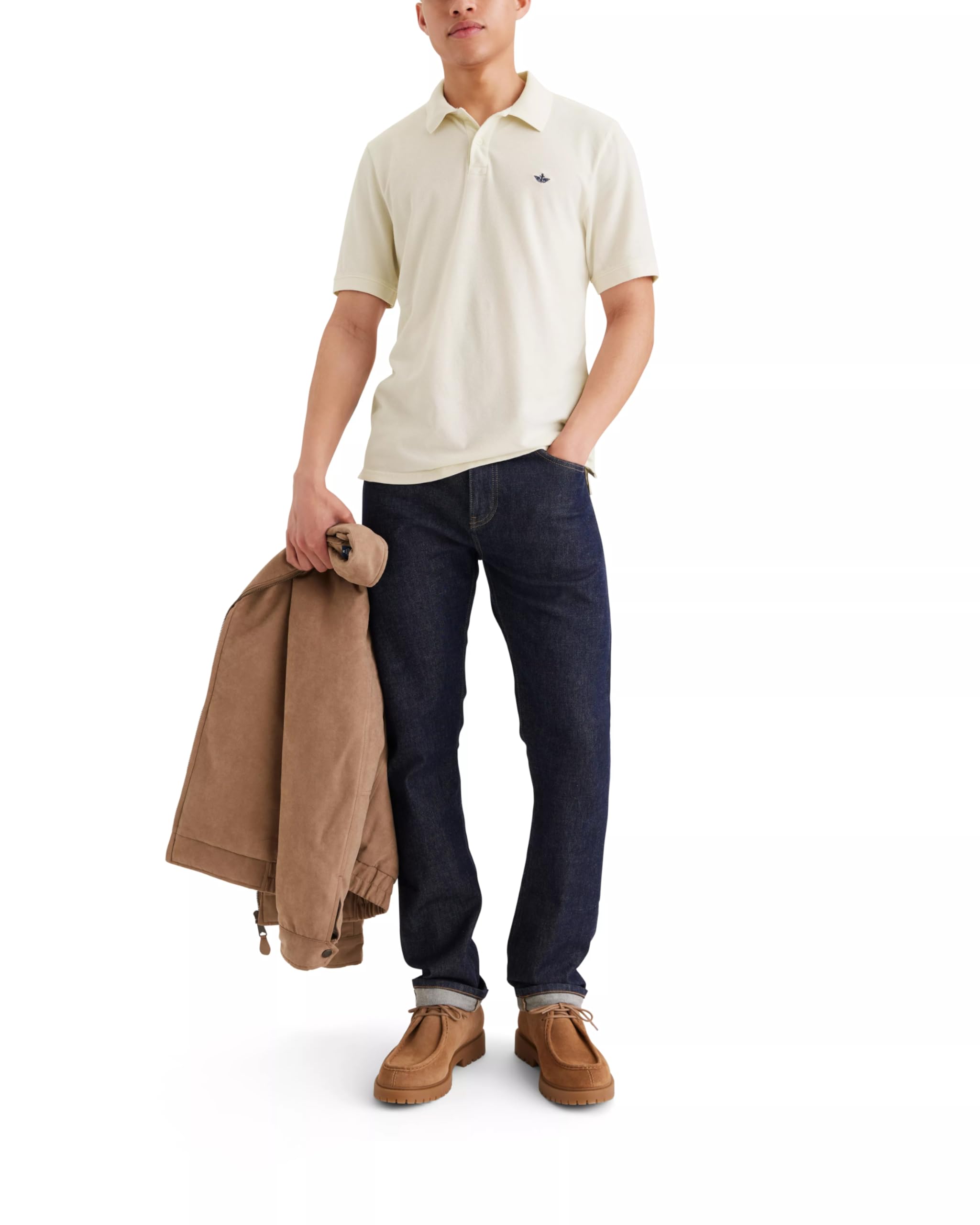 Photo 1 of Dockers® Men's Slim Fit Short Sleeve Performance Pique Polo, Buttercream, X-Large