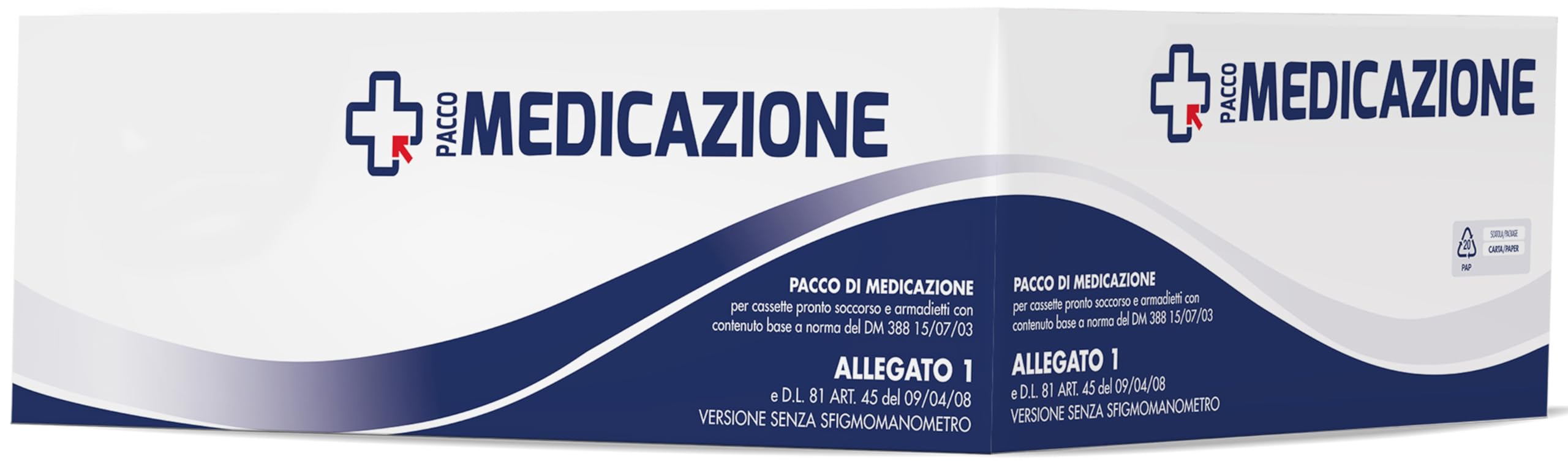 Pacco di Reintegro di Pronto Soccorso Contenuto Allegato 1 base da 3 Lavoratori senza Sfigmomanometro
