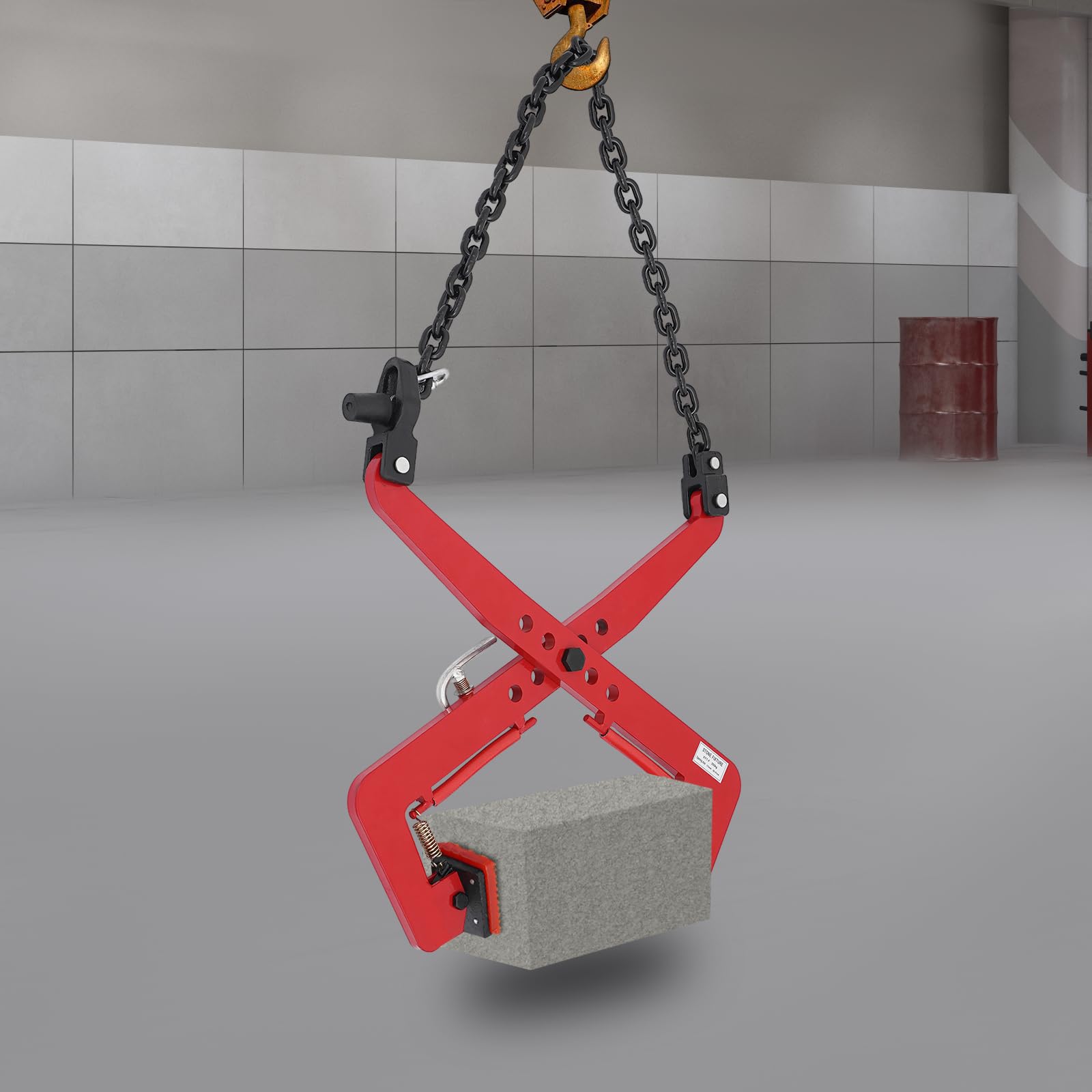 Pinza di spostamento per marciapiede, 500 kg, 33-70 cm, supporto per pietra, pinza di sollevamento in acciaio legato, ganasce in gomma, meccanismo a forbice per escavatore e gru (C)