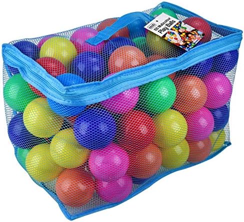 ASAB Plastic Soft Pit Balls for Kids Children Toddlers Multicoloured Reusable BPA Free Mesh Bag with Zipper (100)
