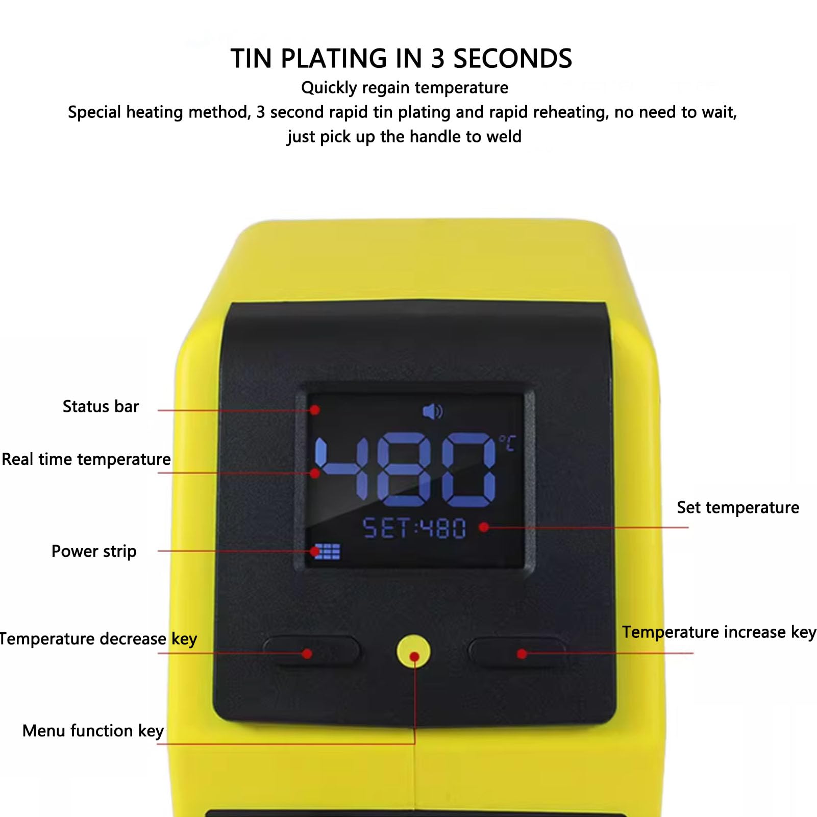 Denash Zestaw Stacji Lutowniczej, Cyfrowa Stacja Lutownicza o Mocy 120 W, Szybko Nagrzewająca się, z Wyświetlaczem LCD, funkcją Automatycznego Uśpienia, Profesjonalny Zestaw Lutownicy (wtyczka UE)