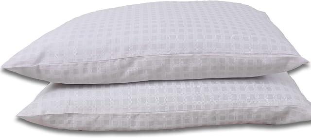 Sleep&Snuggle Ultra Bounce Down Alternative Bed Pillows - Hypoallergenic Poly-Cotton Check Design Case, Super Soft Sleeping Pillows Suitable for Back, Stomach and Side Sleepers (2)