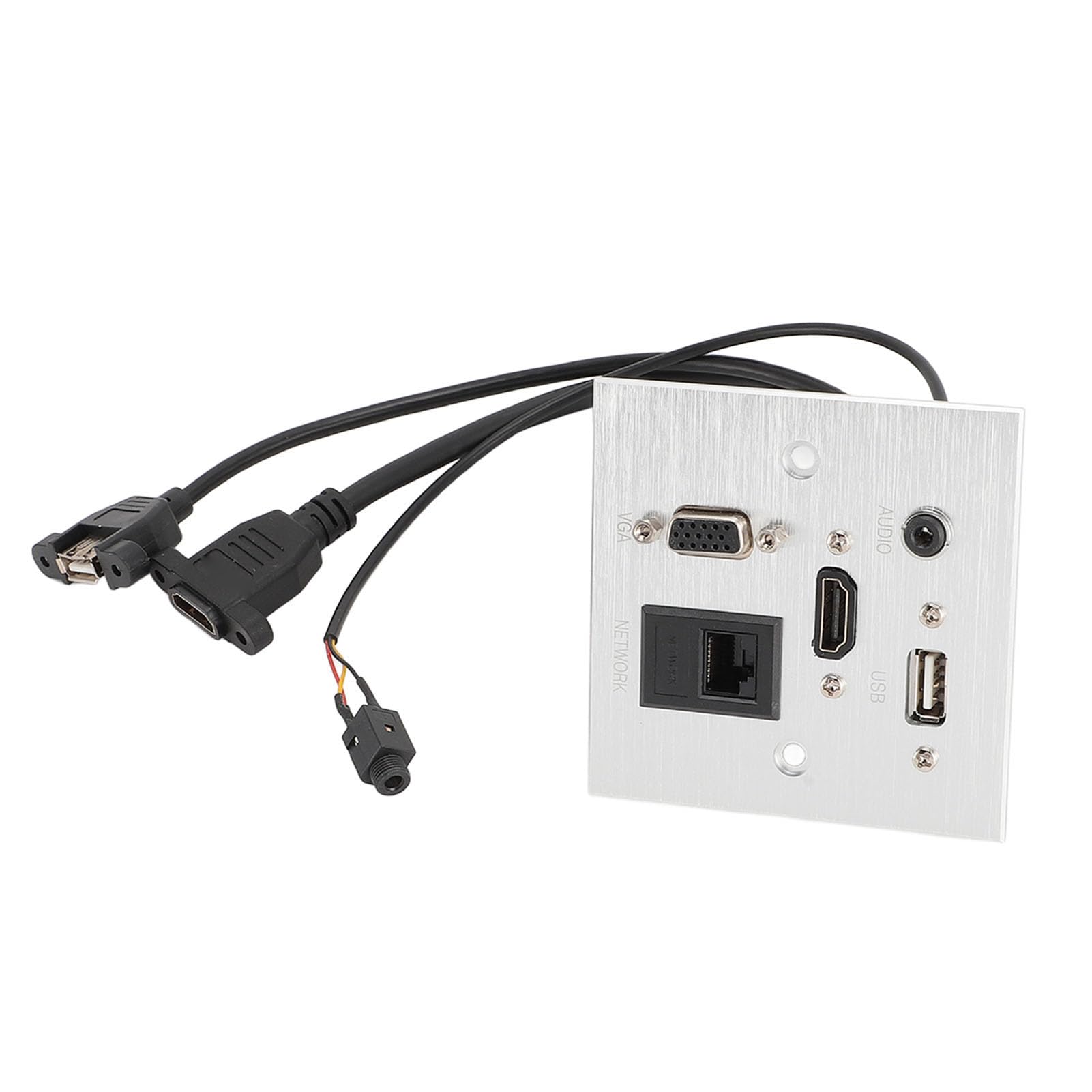 Piastra a Muro Interfaccia Multimediale USB HD VGA 3,5 Mm Audio RJ45 Piastra a Muro Ethernet di Rete, Piastra a Muro in Alluminio, Presa a Muro Video/audio/rete, Presa per