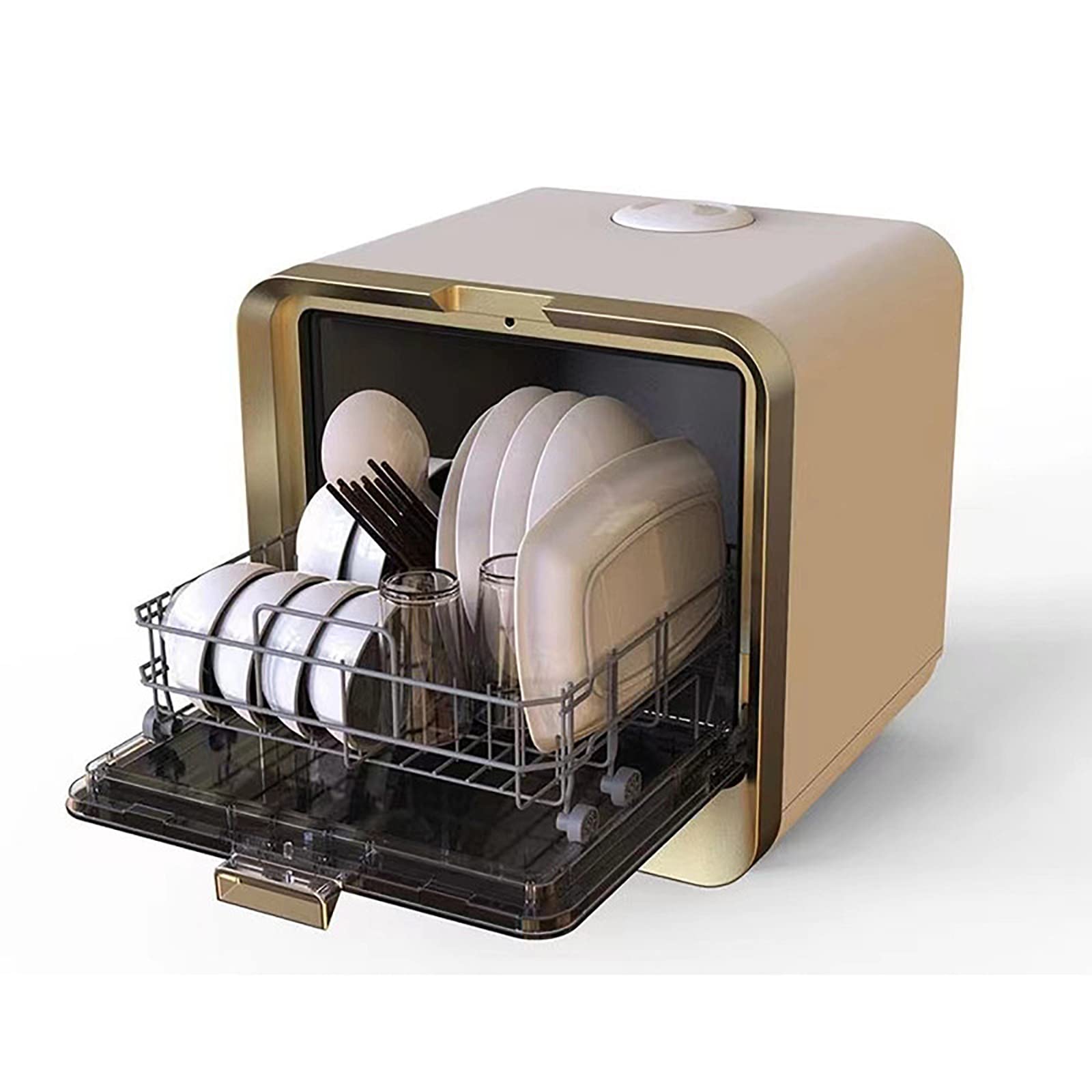 Mini zmywarka do naczyń, zmywarka nablatowa z 5L-10L wbudowanym zbiornikiem wody, 4 programy, ECO& szkło, 75℃ Steam& Air-Dry Function,zmywarka do naczyń do akademika, RV& mies