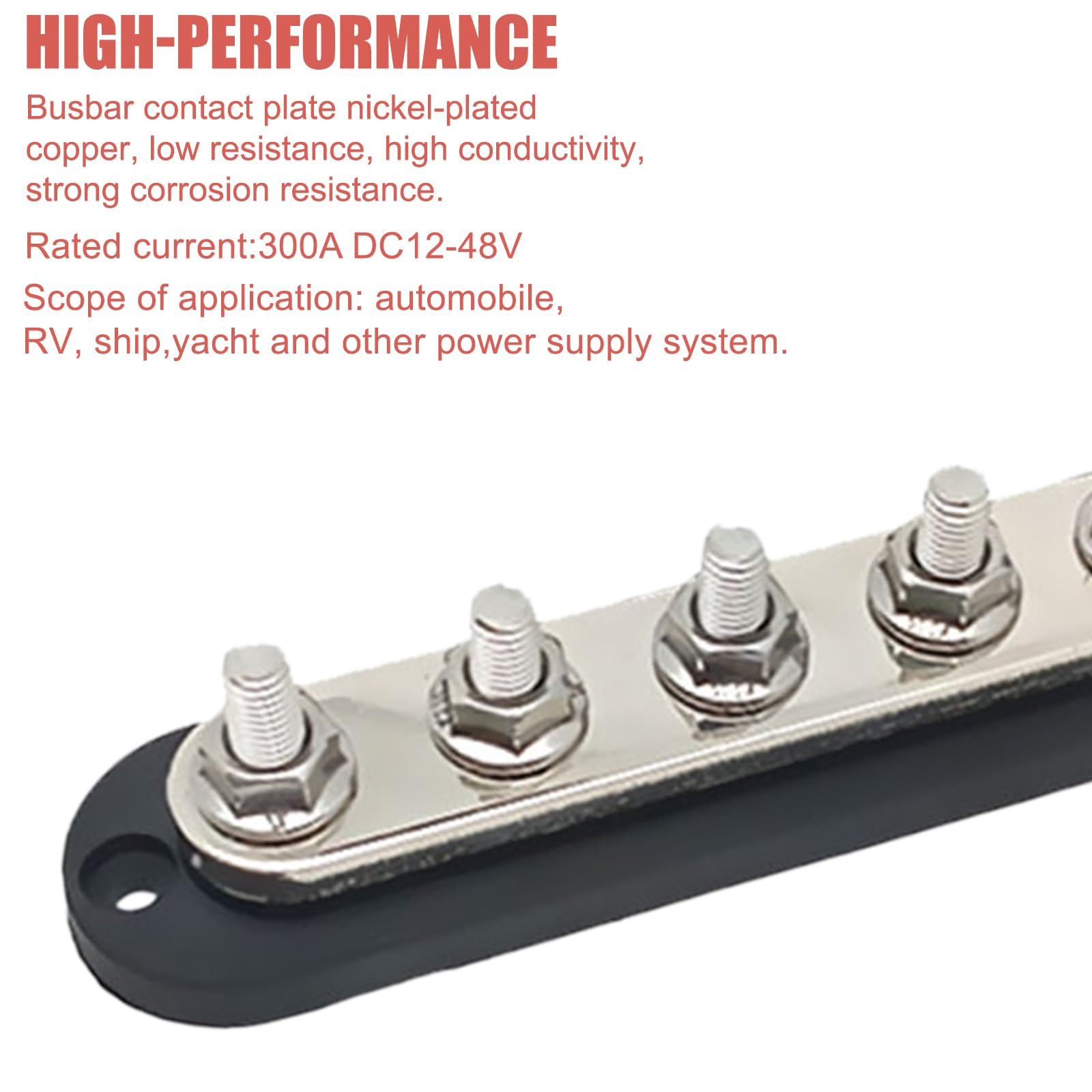 2 sztuki M8 300 A, 12-48 V, szyna zbiorcza, blok rozdzielczy prądu, blok rozdzielczy prądu, bateria, blok zaciskowy z pokrywą, szyny kolekcjonerskie do samochodu, kampera, łodzi (czerwone + czarne)