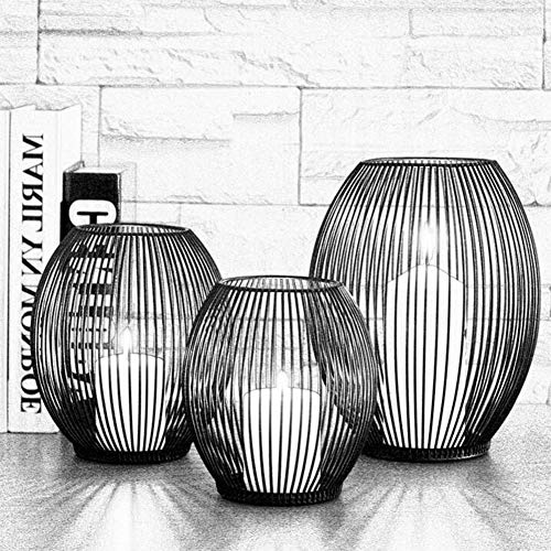 Queta Set van 3 kandelaars ovale kandelaars staafkaars metalen decoratieve kandelaar staafkaars metalen decoratieve kandelaar, verjaardag, Kerstmis (zwart) - Image 4