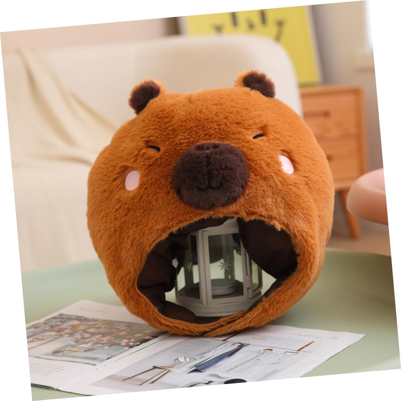 Zerodeko Sombrero De Capibara Divertido Para Fiestas Disfraces y Espectáculos Sombrero De Peluche Forma De Capibara Accesorio Para Fotos y Eventos