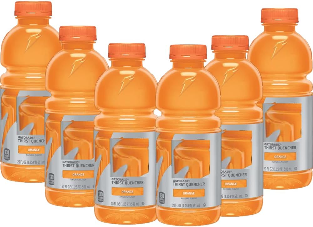 Gatorradde Cool Blue,Fruit Punch,Orange,Lemon Lime,Grape,Frost Cherry Flavoured Drink Bottles 591ml - Refreshing and Hydrating Drinks 6 x Bottles, Orange Drink 591ml