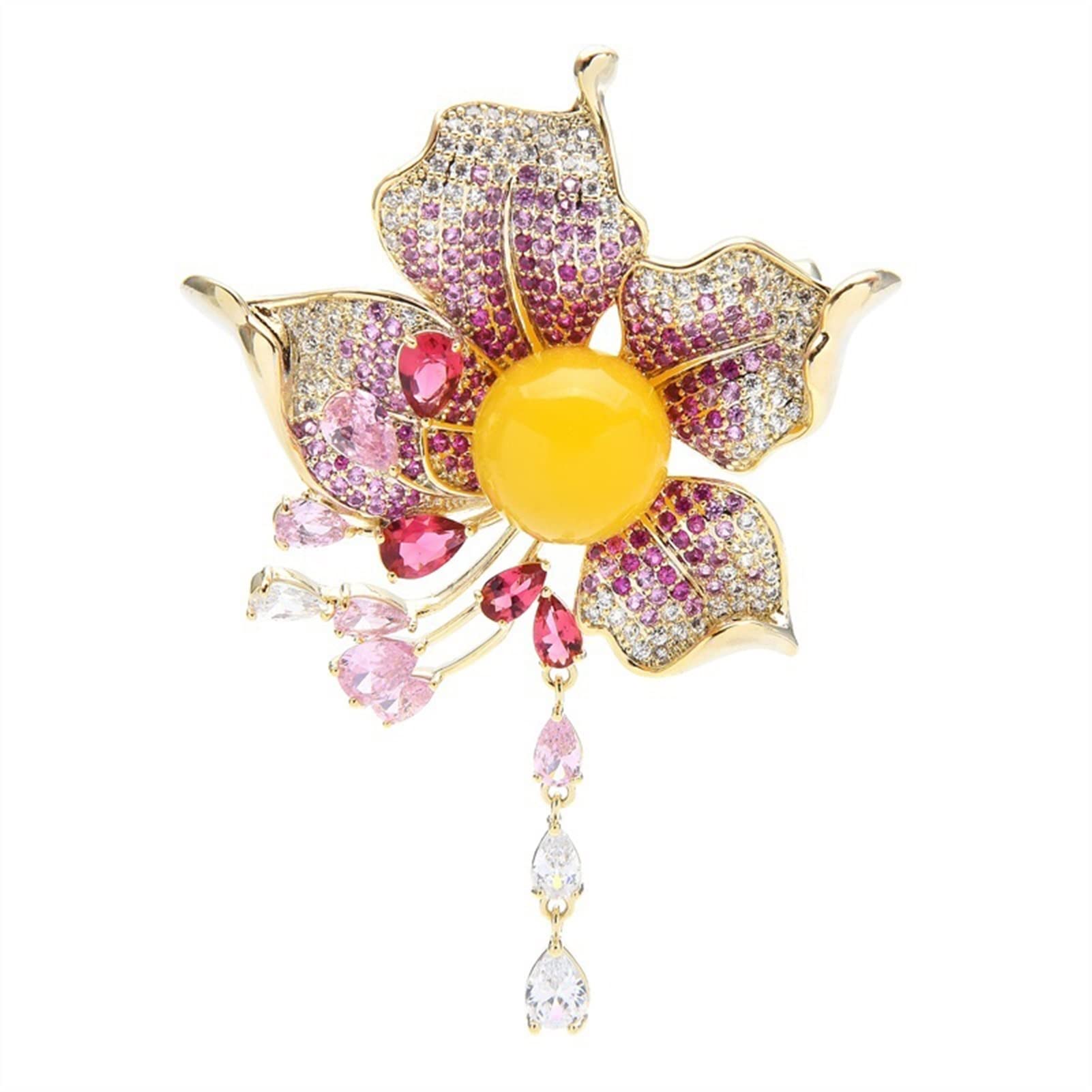 Broszka Pin dla kobiet mężczyzn panie modne akcesoria panie elegancka frędzlowa broszka kwiatowa projektant pin kwiat kształt przyjęcie bankiet broszka ślub urodziny akcesoria na p,Różowy