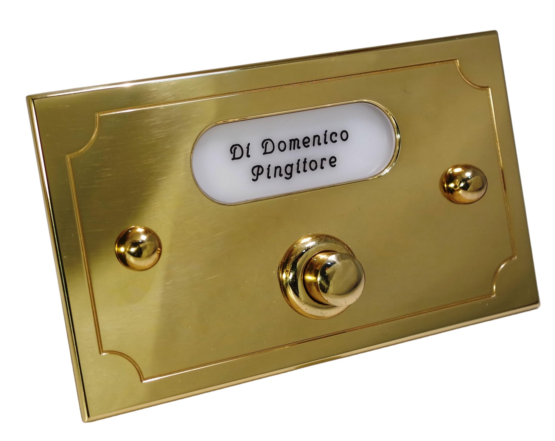 Neroni Mameli Campanello in Ottone Lucido per Esterno abitazione - Porta Ingresso Casa, con Pulsante Elettrico - Modello Ottaviano - Made in Italy