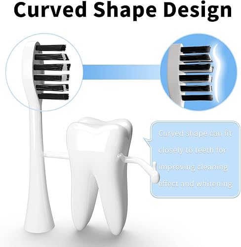 Miniatura 5 de Cabezales de repuesto para cepillo de dientes eléctrico Gleem, diseño en forma de W plantado con cerdas de nailon, color negro, paquete de 10