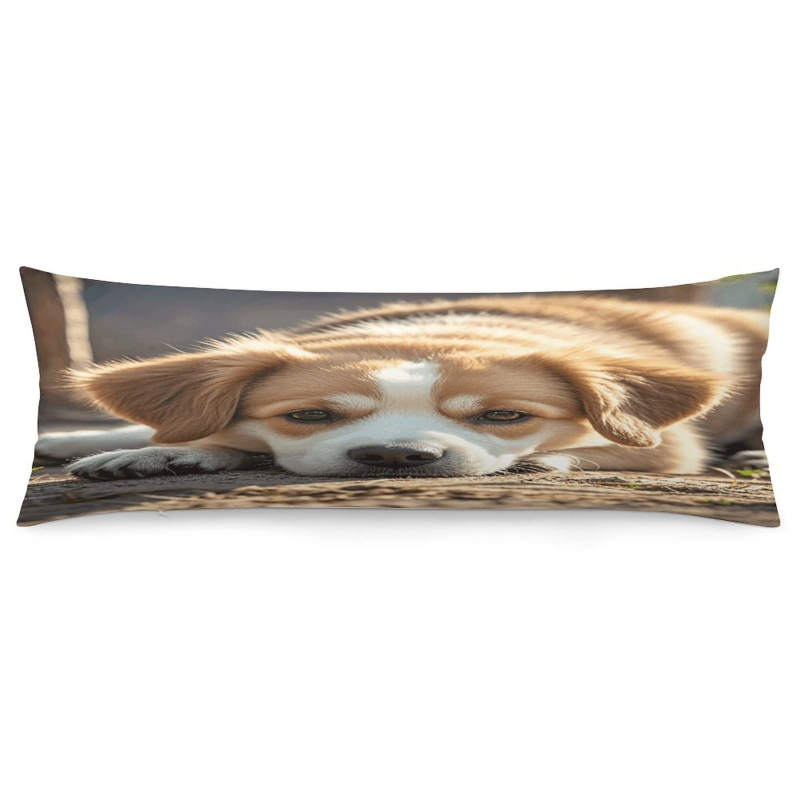 Lazy Dog Puppy Pillowcase Decorative Body Pillow Cover Soft Full Long Pillow Case Breathable Large Body Pillowcase Cute Cozy Pillow Sham for Bed Couch Sofa 18.9 X 53 Inch