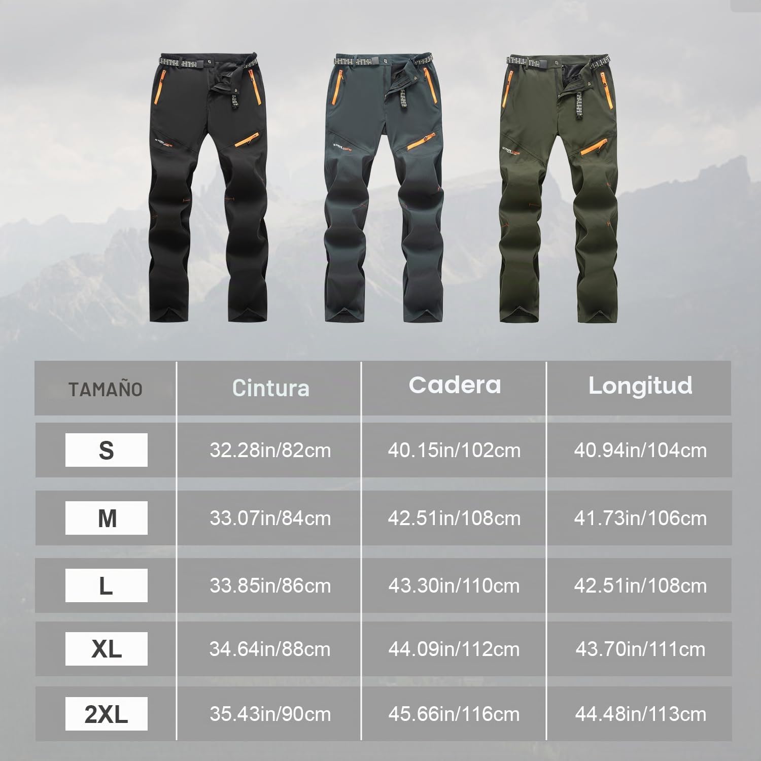 SUKUTU Pantalones de Trekking para Hombre Ligeros y Transpirables de Secado rápido para Exteriores