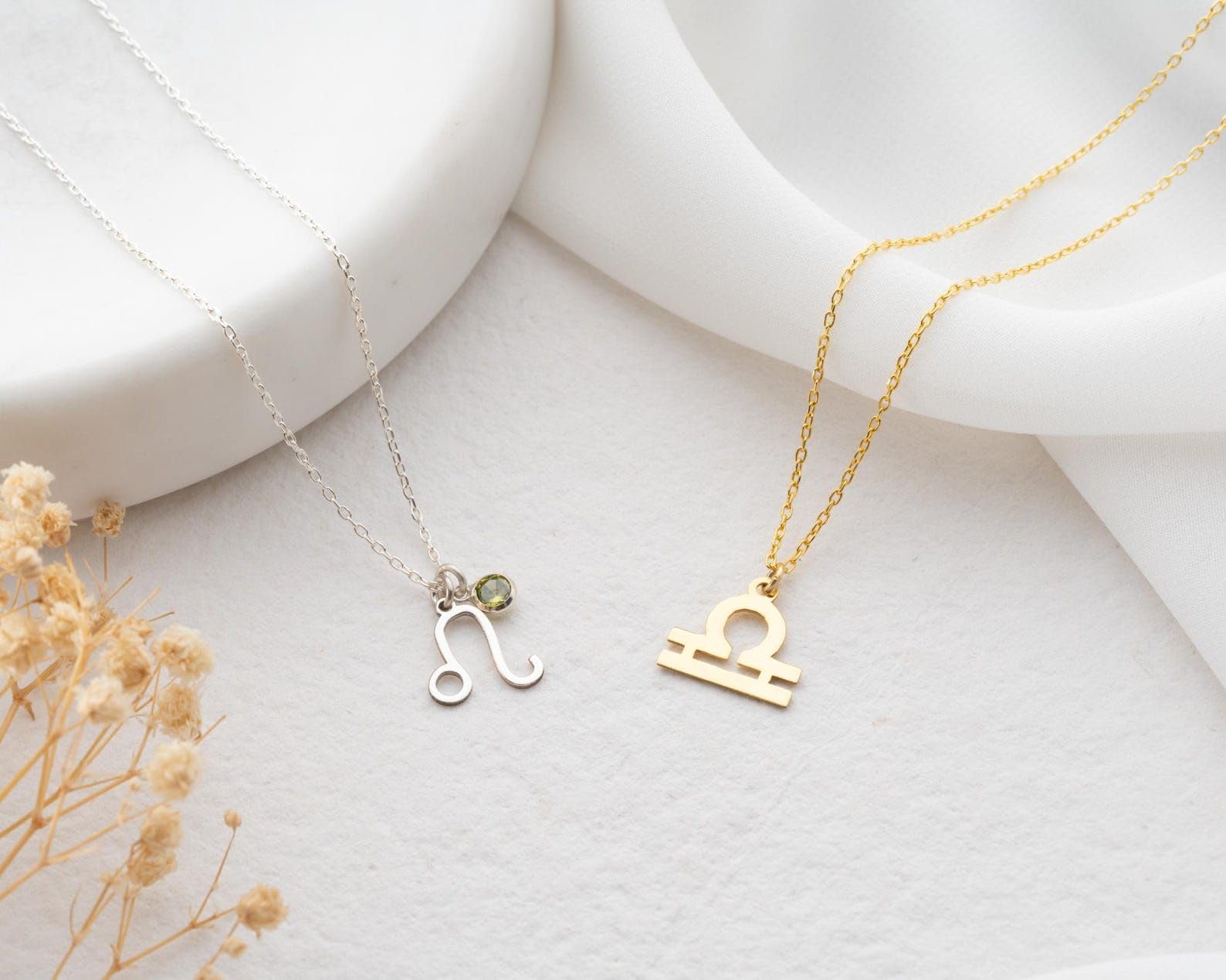 Delicato argento zodiaco collana, oro oroscopo astrologia febbraio pietra portafortuna Cancer