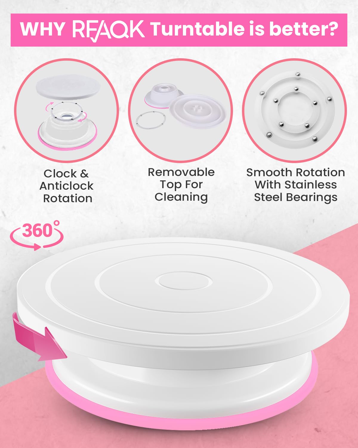 RFAQK kit pasticceria accessori | 200 PC piatto girevole per torte-48 beccucci sac a poche-7 consigli coreani con tabella dei modelli E.Book-altre decorazioni per torte accessori pasticceria