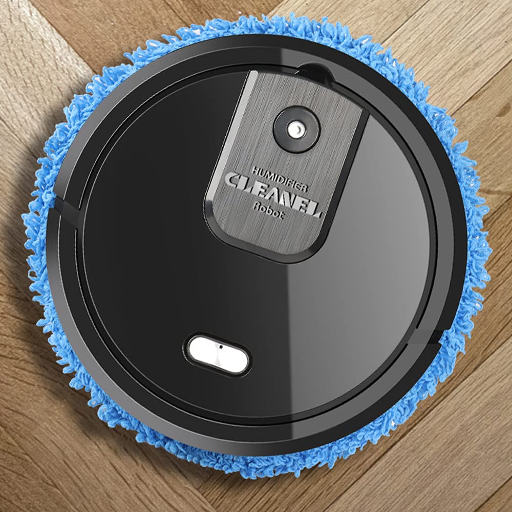 Robot serpillère noire, 10 000 tr/min, nettoyage automatique, bouteille de recharge d'eau, robot de nettoyage humide et sec, 360 °