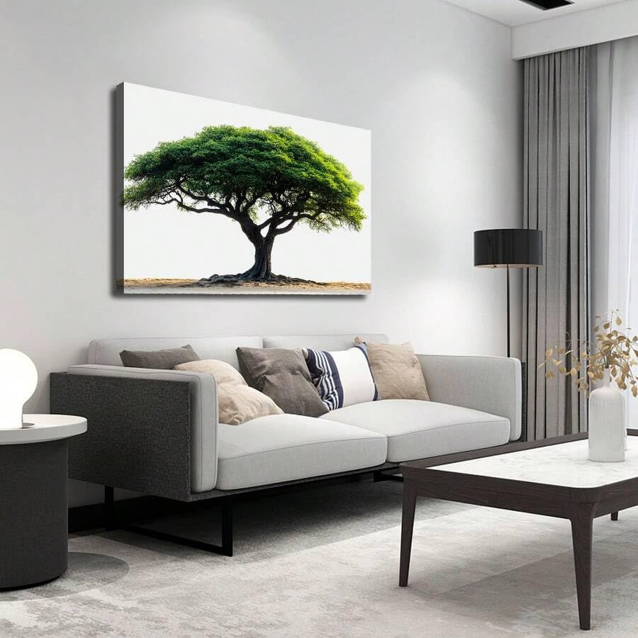 Tableau Arbre de Vie Vert pour raviver un mur blanc sans relief - 4