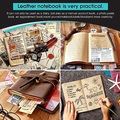 Image of RILIHO Leather Journal Notebook - Genuine Leather Journals for Writing 8x10 Inches, Large Size Vintage Journal For Men and Women, Artist,Travel Journal, Dark Brown