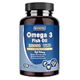 Advanced Omega-3 Fish Oil 2000mg – High Potency with DHA, EPA, ALA – Supports Heart, Brain, Joint & Immune Health – Enriched with Vitamin D3 & E for Antioxidant Protection – 120 Softgels