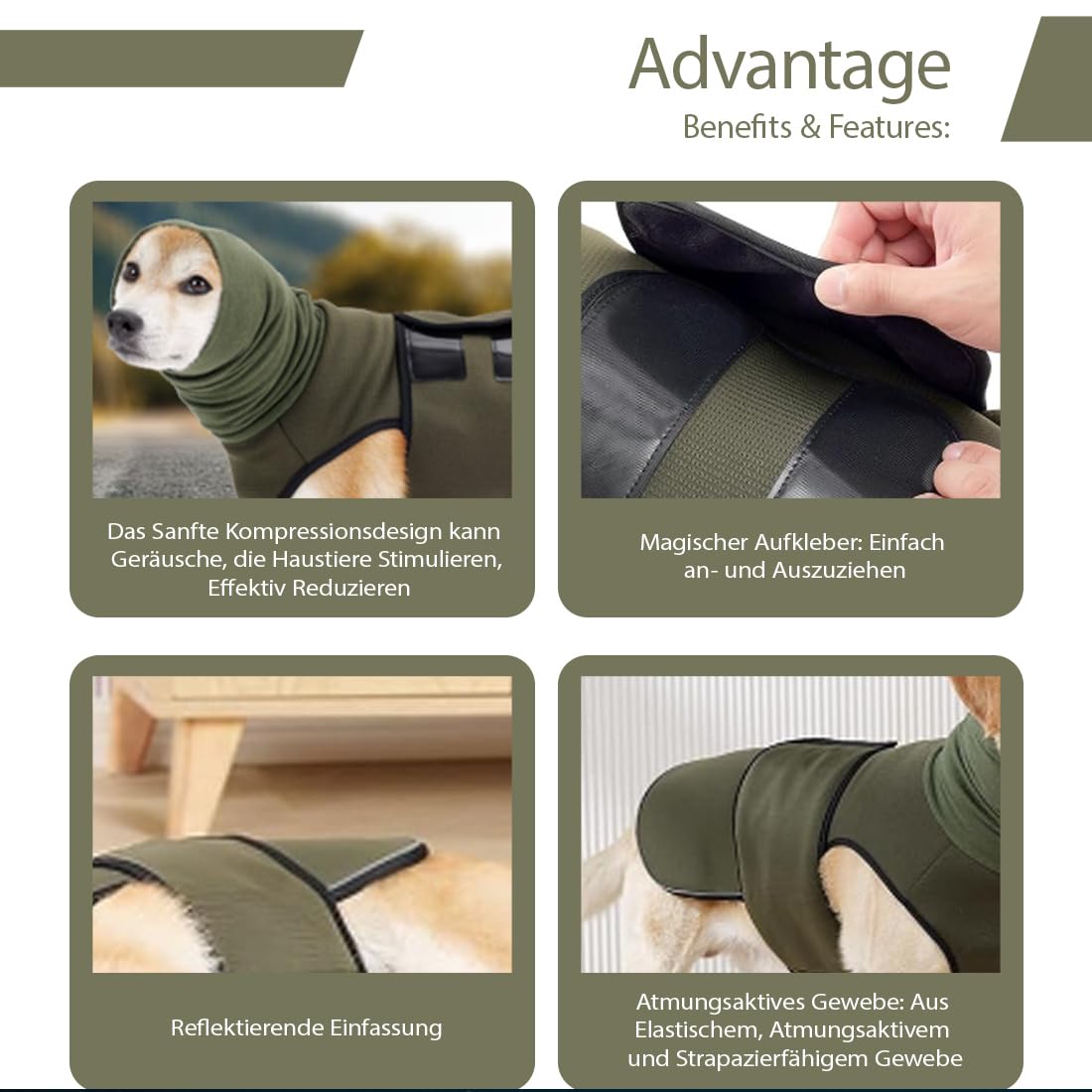 Cappotto calmante per cani, gilet calmante per cani, gilet antistress per cani, maglietta Calming per cani con protezione per le orecchie, strisce riflettenti per alleviare l'ansia (XL)