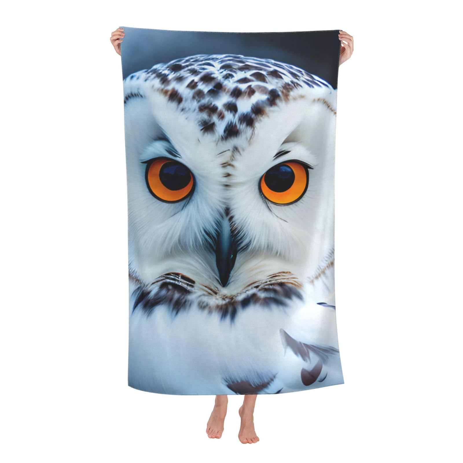 NImongt Snowy Owl Eyes Print Oversized Adult Beach Towel For Travel Weekend Getaways Festivals Camping Trips