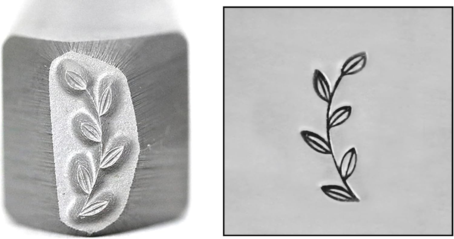 Garden Branch Border Metal Design Stamp, 10mm Branch Stem Leaves Right Facing Punch Stamping Tool for Hand Stamped DIY Jewelry Crafts - Beaducation Original Metal Design Stamps