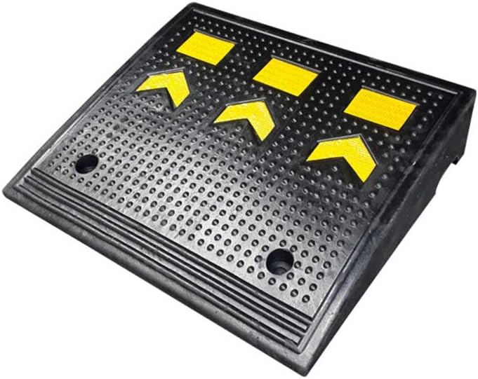 11 cm High Ramps for Cars, Black Ramps with Yellow Warning Pattern