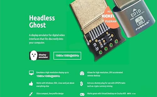 Fueran Dummy Plug,Headless Ghost Display Emulator Hdmi-Compatible（Fit Headless-1920X1080 New Generation@60Hz）-2Pack #TOP4