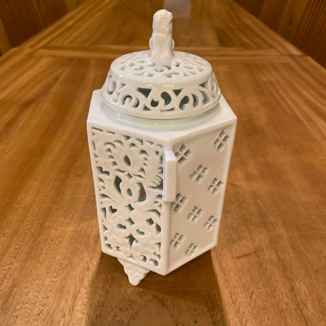 無形文化財 13代 三川内玉泉 透かし彫り香炉 アウトレット 価格