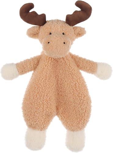 Apricot Lamb Manta de seguridad de alce de animales de peluche, manta de personajes de renos marrones, manta de felpa de lujo de 10 pulgadas