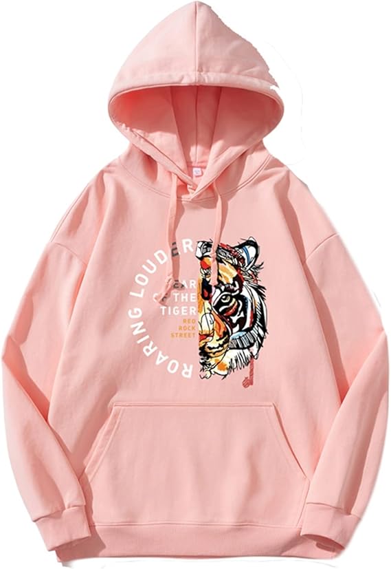 Amazon Co Jp フーディ メンズ服 上 虎 タイガー 英語柄 カッコイイ レディース スウエットパーカー スウェット 長袖 大きいサイズs 3xl 秋服 冬 春 ゆったり トレーナー 中綿 フードとポケット スポーティ ピンク おしゃれ ファッション