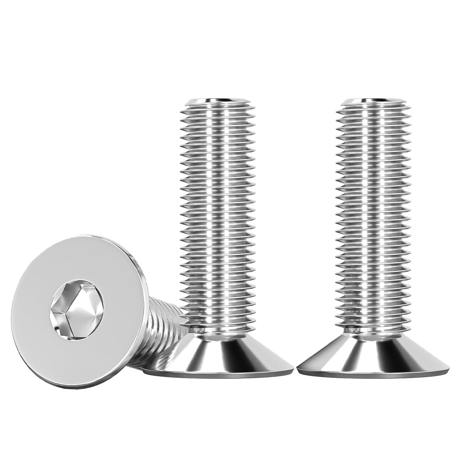 Drenky 10 Pcs Socket Screws, M8 Screws Countersunk Bolts 304 Stainless Steel Screw M8 X 25mm Flat Head Hex Socket Cap Screw DIN 7991 / ISO 10642 Fully Thread Rustproof Machine Bolts