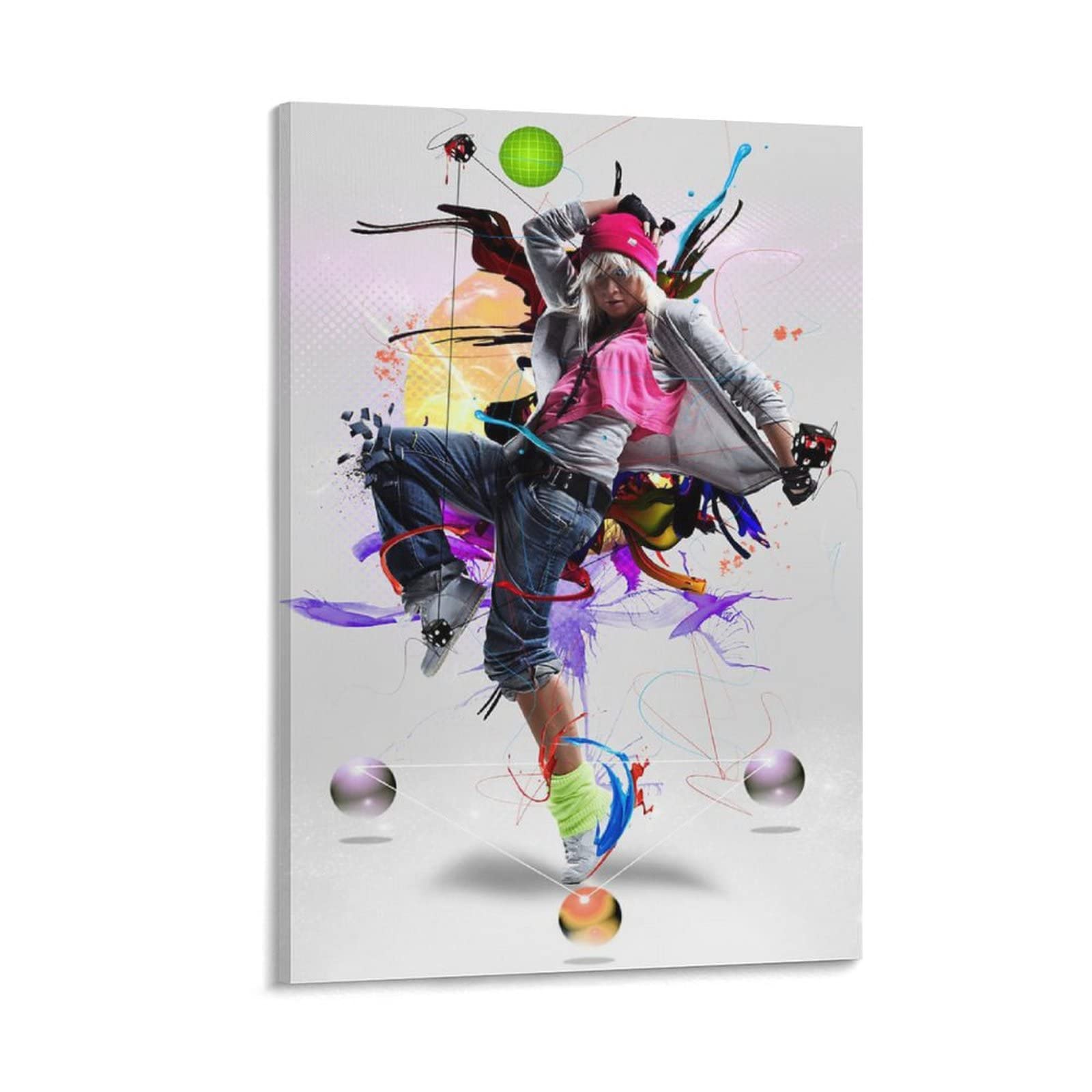 HipHop Dance Cool Girl - Poster artistico, su tela, da parete, 60 x 90 cm
