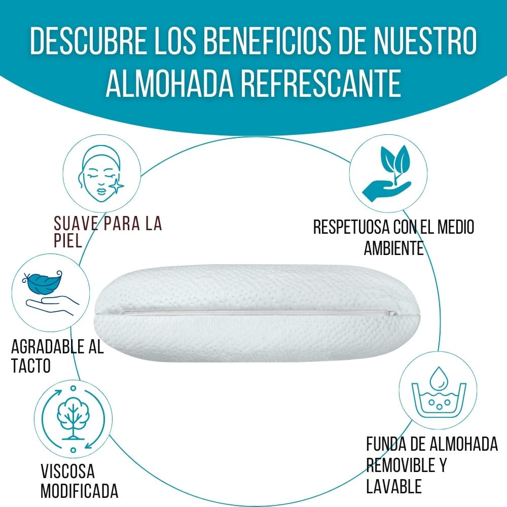 Inphysio ClimaConfort Ice Pillow - Almohada de Espuma viscoelástica con Gel refrescante - Almohada ergonómica - Innovadora Funda de Almohada de Tela Ice - para Dormir de Lado y Boca Arriba - Blanco