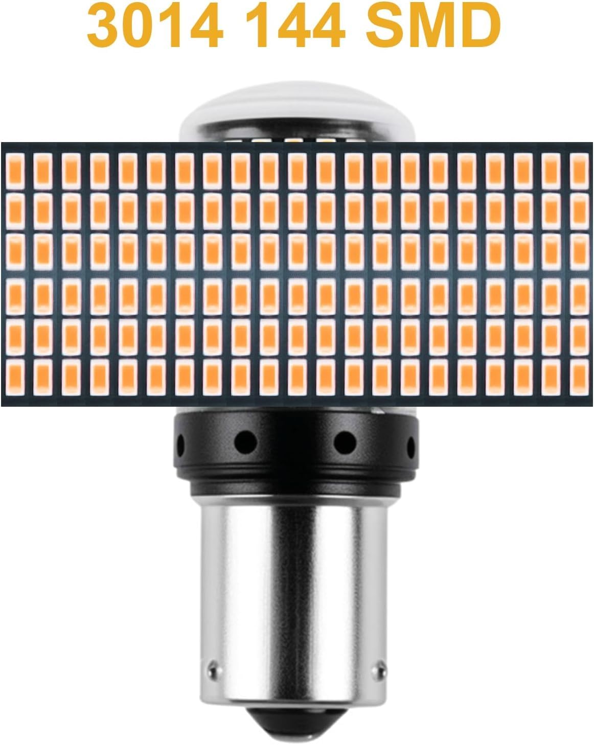 2 sztuki żarówki wskaźnikowe PY21W 581 Amber Yellow 1156 BAU15S LED, bez błędów Canbus, 2800 lm, super jasne przednie i tylne światła kierunkowskazów, 12-24 V, 30 W, 7440, 144 SMD, uniwersalne