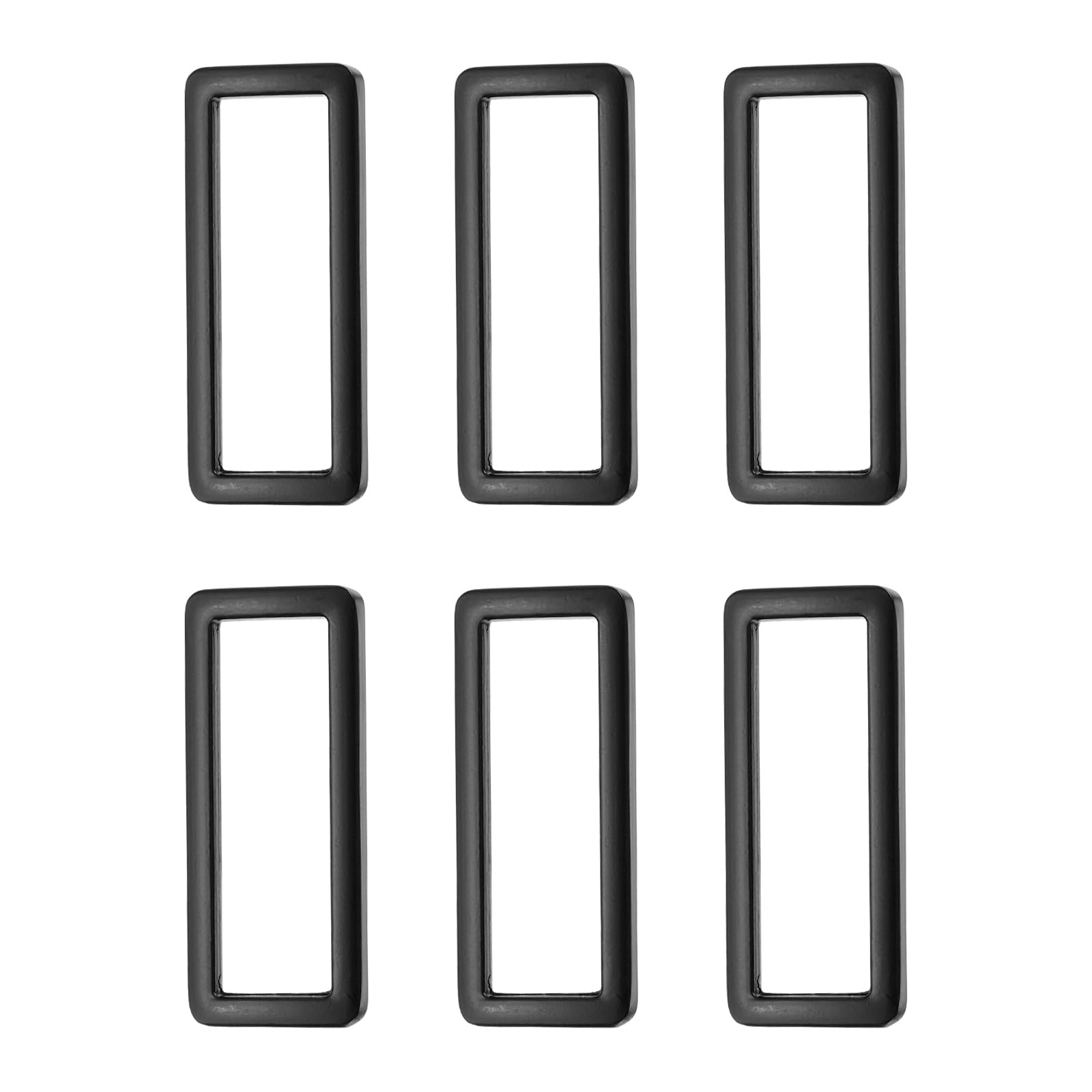 sourcing map 6 Pcs Metal Flat Rectangle Rings Buckle, 2" / 49.5mm Rectangle Rings Square Loop Webbing Belt Buckle for Bag Belt Keychains DIY Loop Purse Making, Black