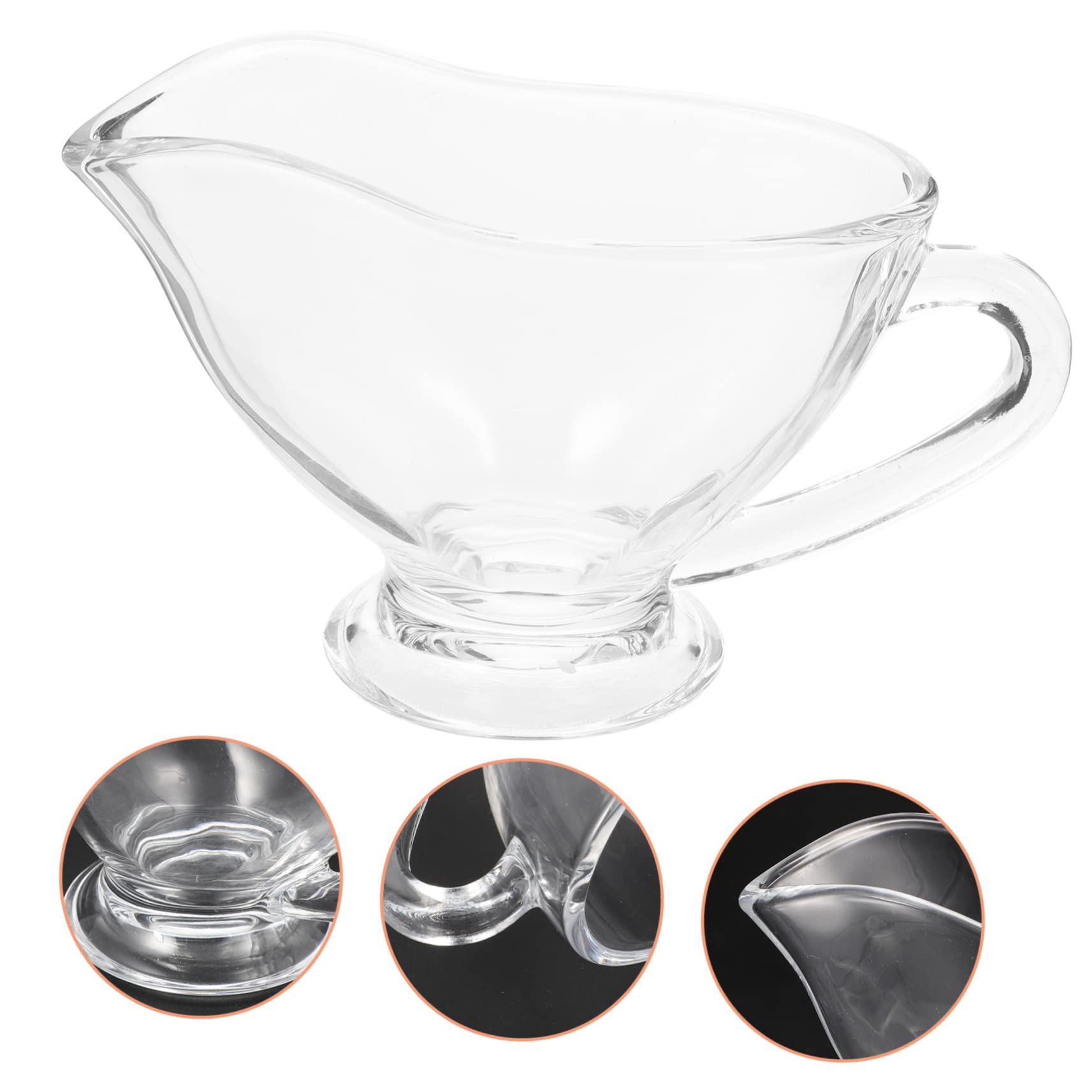 CIYODO Sauce Boat Creamer Pitcher Coffee Milk Gravy Jug Gravy Kettle with Handle Milk Gravy Boats Condiment Bowl Soy Sauce Bowls Condiments Gravy Bowl Dispenser Coffee Creamers Glass