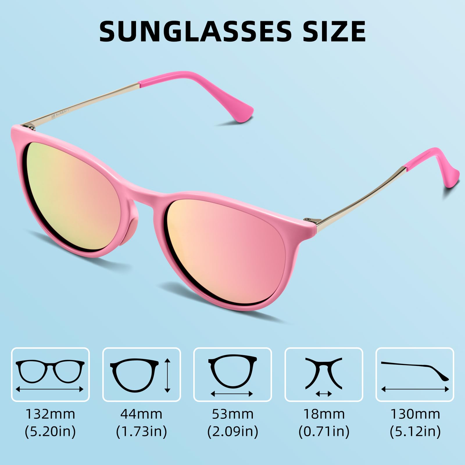 SUNGAIT Lunettes de Soleil Polarisées pour Enfants Garçons et Filles de 3 à 9 Ans Protection UV400 Verres Incassables Monture Flexible
