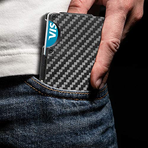 Access Denied Carbon Fiber Minimalist Wallets For Men - Slim Money Clip Card Holder RFID Blocking Aluminum Metal Case Gifts For Him - Thumbnail 7