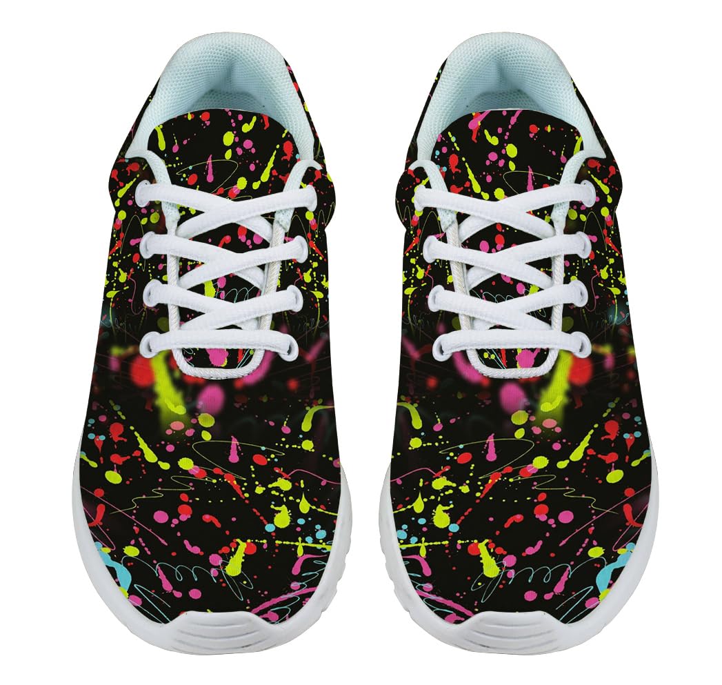 Neon Splatters with Paint Shoes for Women Men Trail Running Casual Fashion Sneakers Slip-on Tennis Shoes