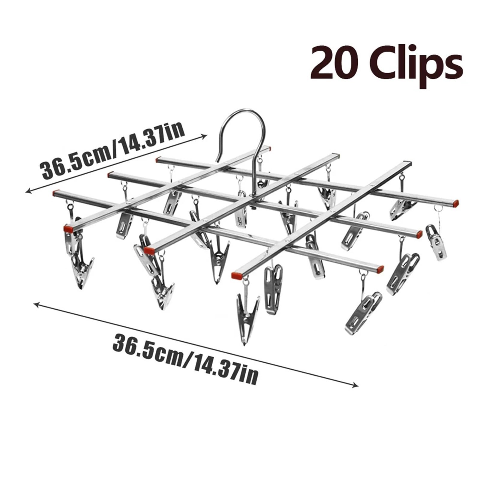 Stendino per Calzini Stendino pieghevole con clip 1-2 pezzi 20/35 | Appendiabiti telescopico con gancio antivento in acciaio inox(20 Clips)
