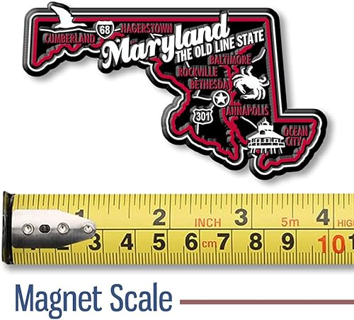 Miniatura 2 de Imán de estado prémium de Maryland por Classic Magnets, 3.7 x 2.1 pulgadas, recuerdos coleccionables fabricados en los Estados Unidos