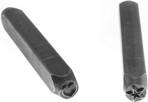 DZS Elec 1 Set of 2pcs Star+Heart Shape Metal Stamping Tool 6mm Electroplated Hard Carbon Steel Tools for Stamping Metal, Jewelry, Leather, Wood