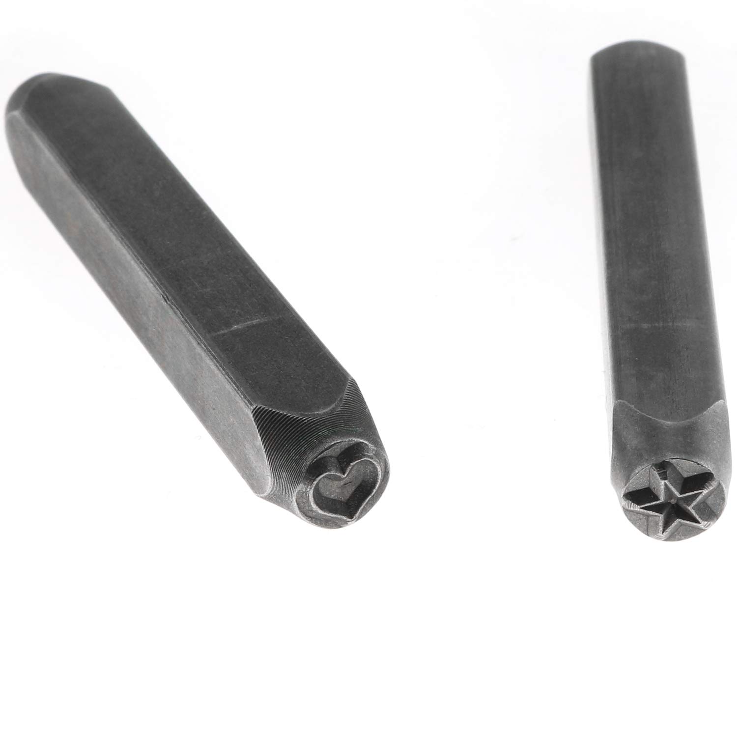 DZS Elec 1 Set of 2pcs Star+Heart Shape Metal Stamping Tool 6mm Electroplated Hard Carbon Steel Tools for Stamping Metal, Jewelry, Leather, Wood