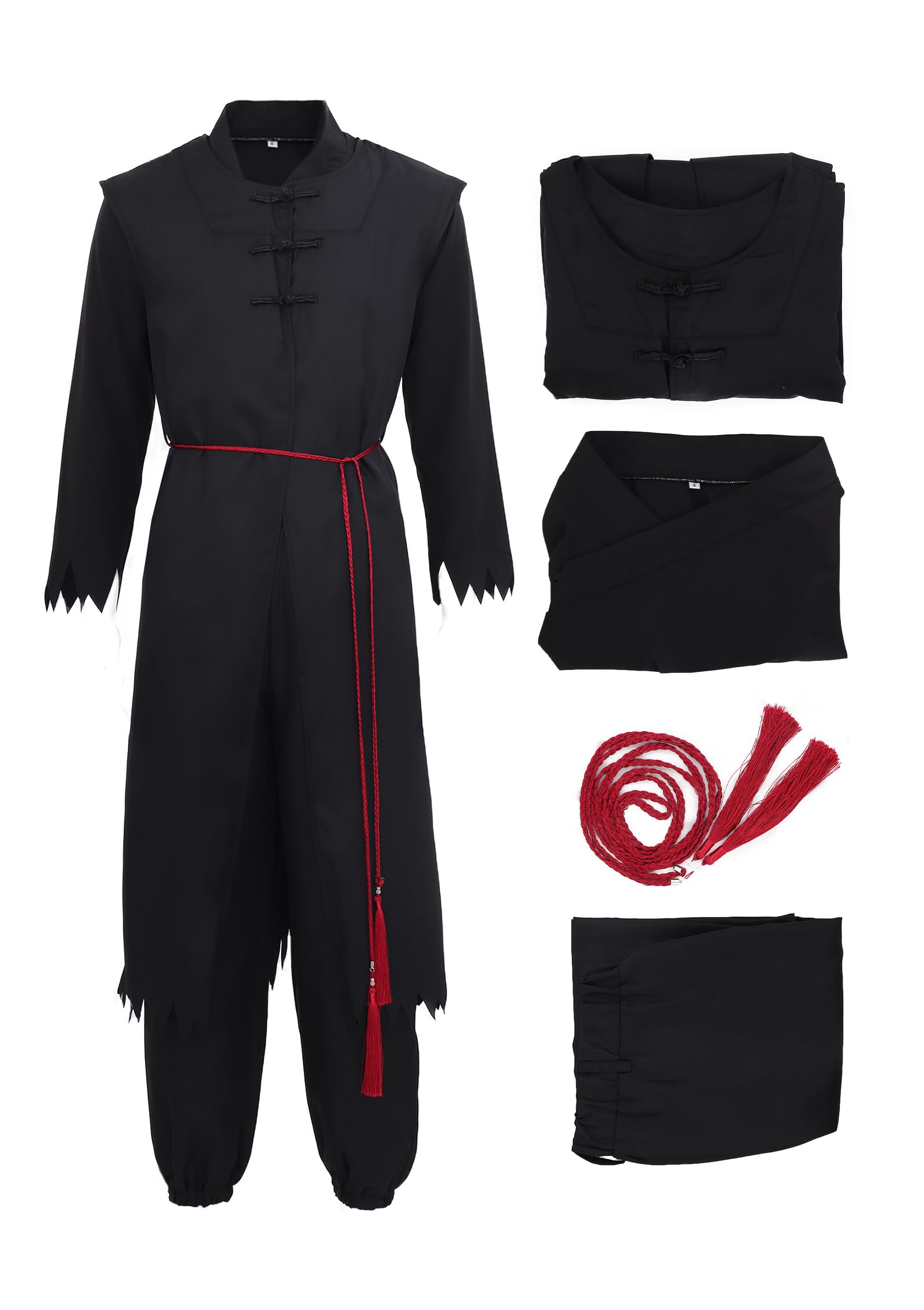 Mens US Size Cosplay Costume Black Top Pants and Cape Full Set Retro Outfit for Halloween