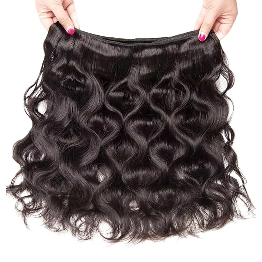 Echthaar Tressen Body Wave Bundles Human Hair Unprocessed Remy Extensions Menschliche Haar Double Weft Natürliche Schwarze Farbe 3 Bundles Per Pack Total 150g 30 32 34 Inch