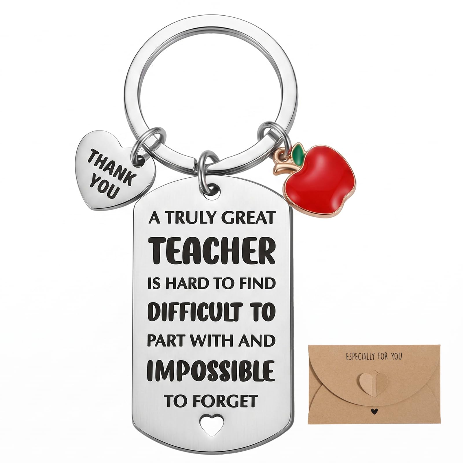 COMOOKA Thank You Teacher Keyring Gift Nursery Teacher Thank You Gifts for Women Appreciation Keychain for Graduation Christmas End of the Year (A Truly Great Teacher)